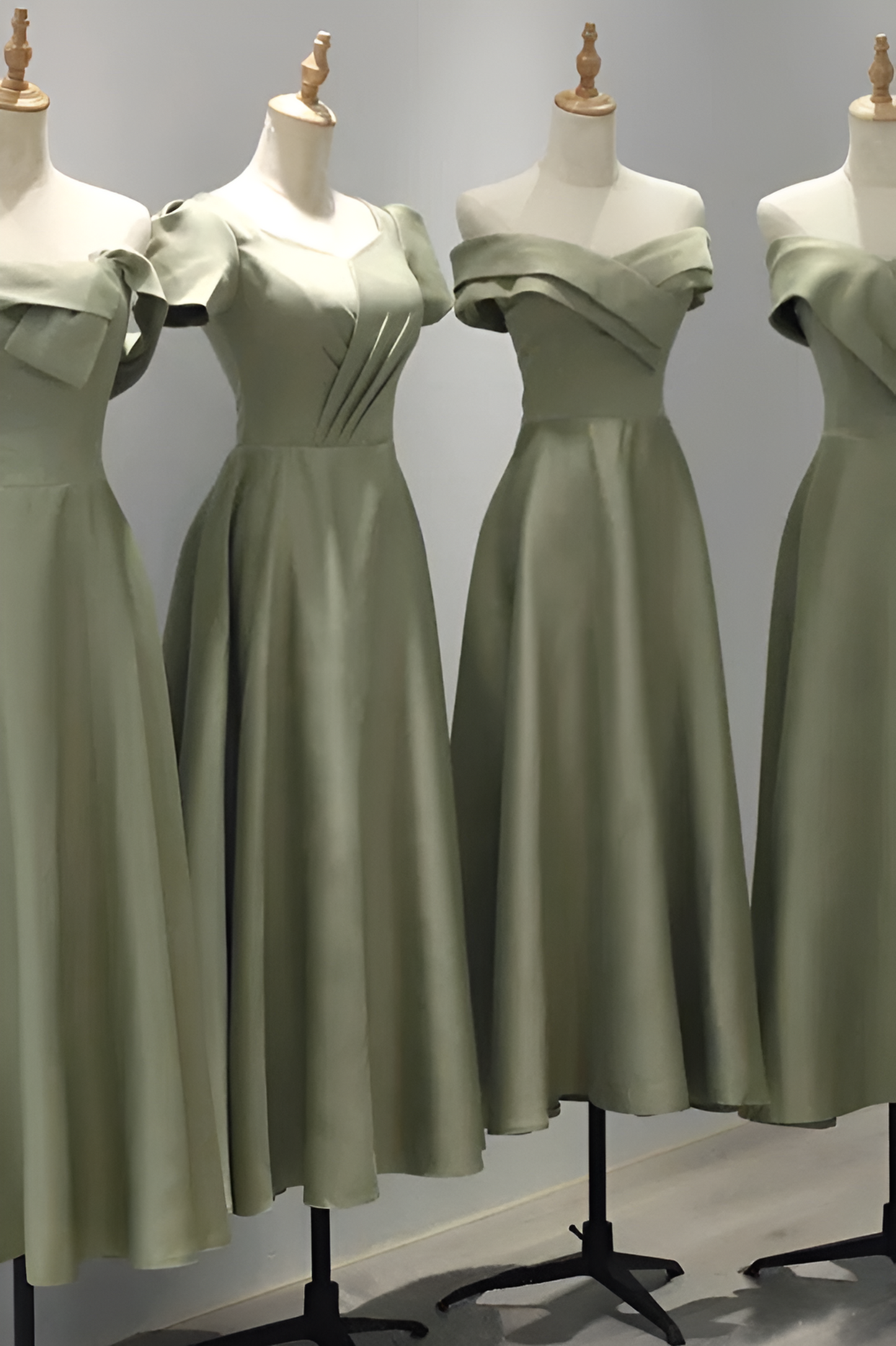 Satin bridesmaid dress new green dress