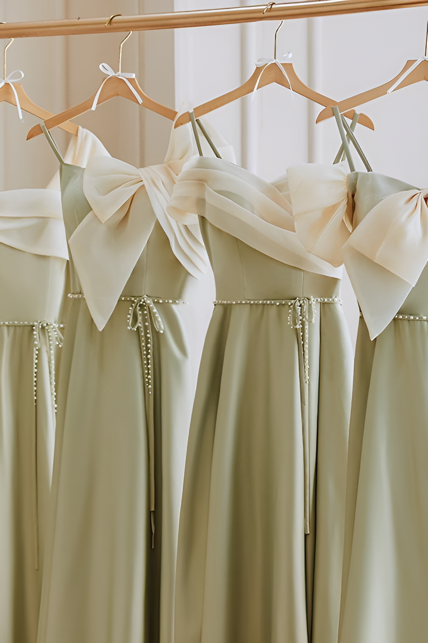 Satin bridesmaid dress green dress