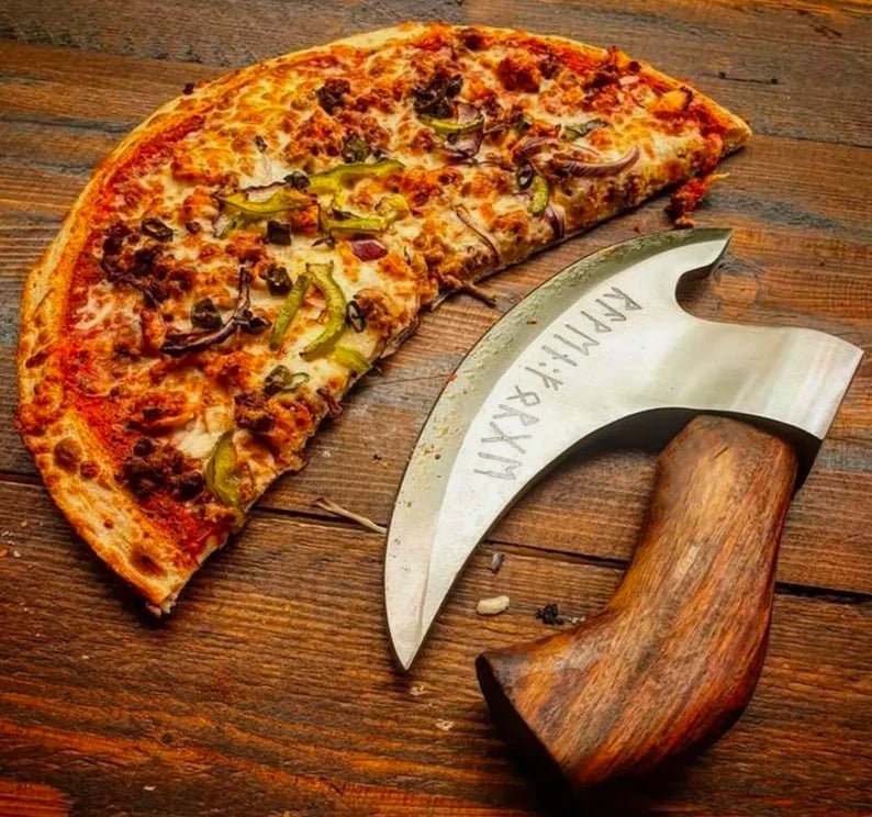 🎁🪓Gift to Him - Handmade Pizza Cutting Axe-Free leather case