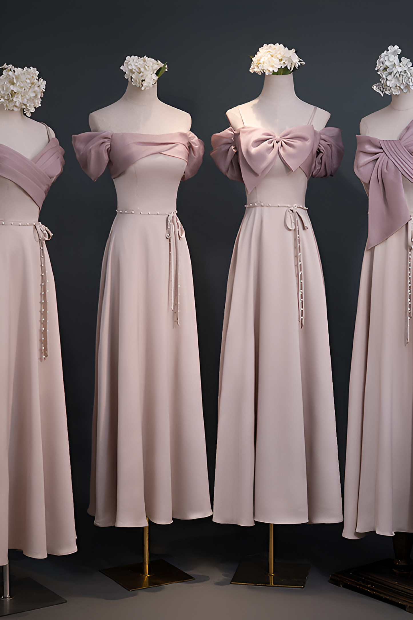 Bridesmaid dress satin pink sister dress bridesmaid group dress