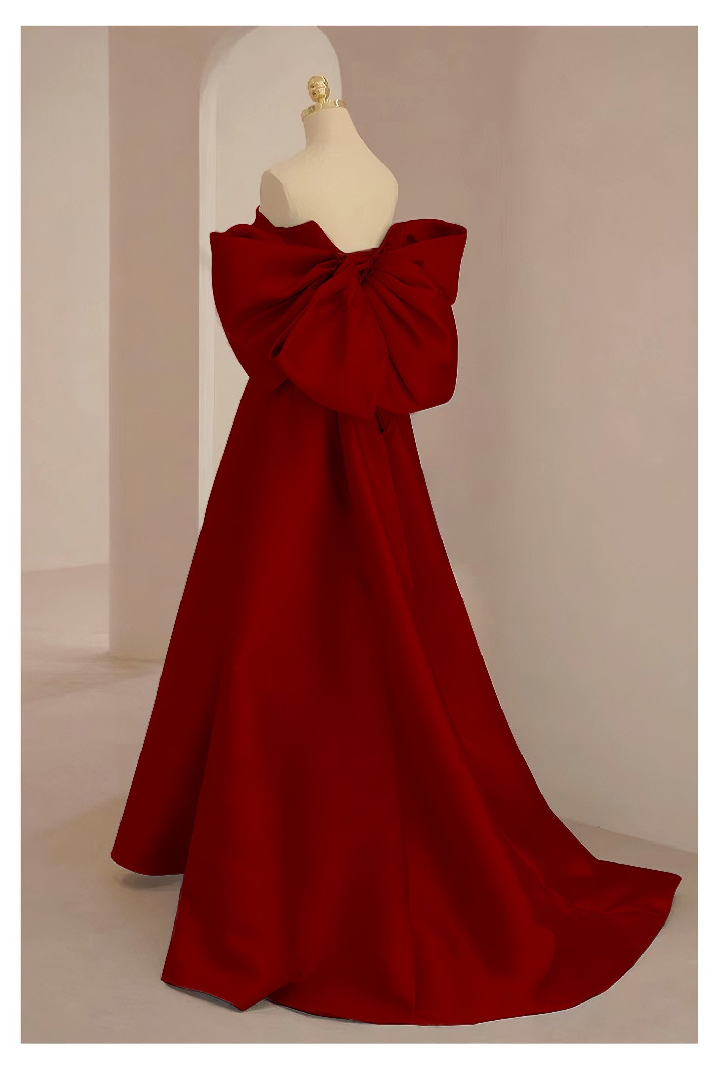 Red bow evening dress