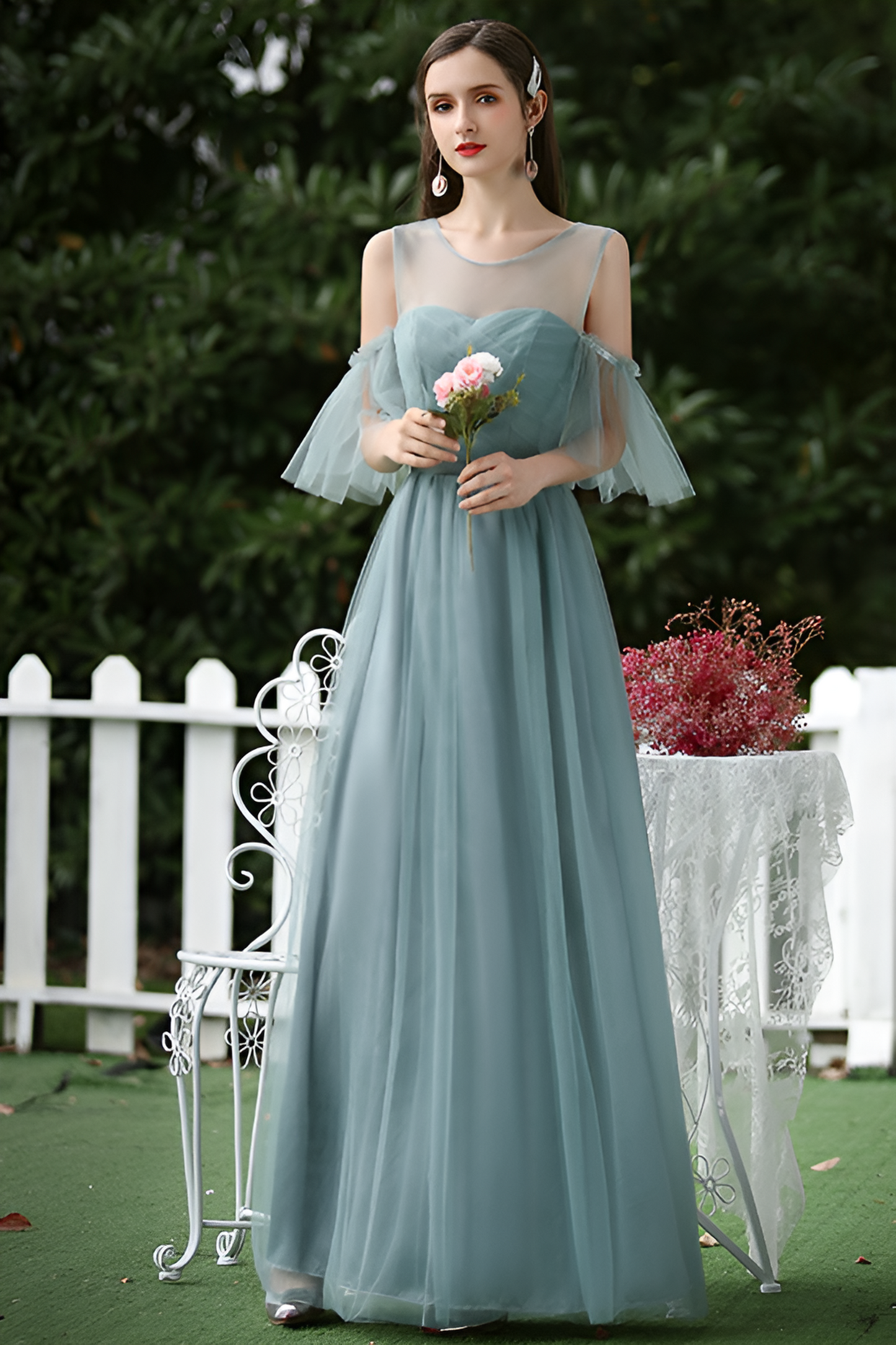 Flattering Mesh Bridesmaid Dress
