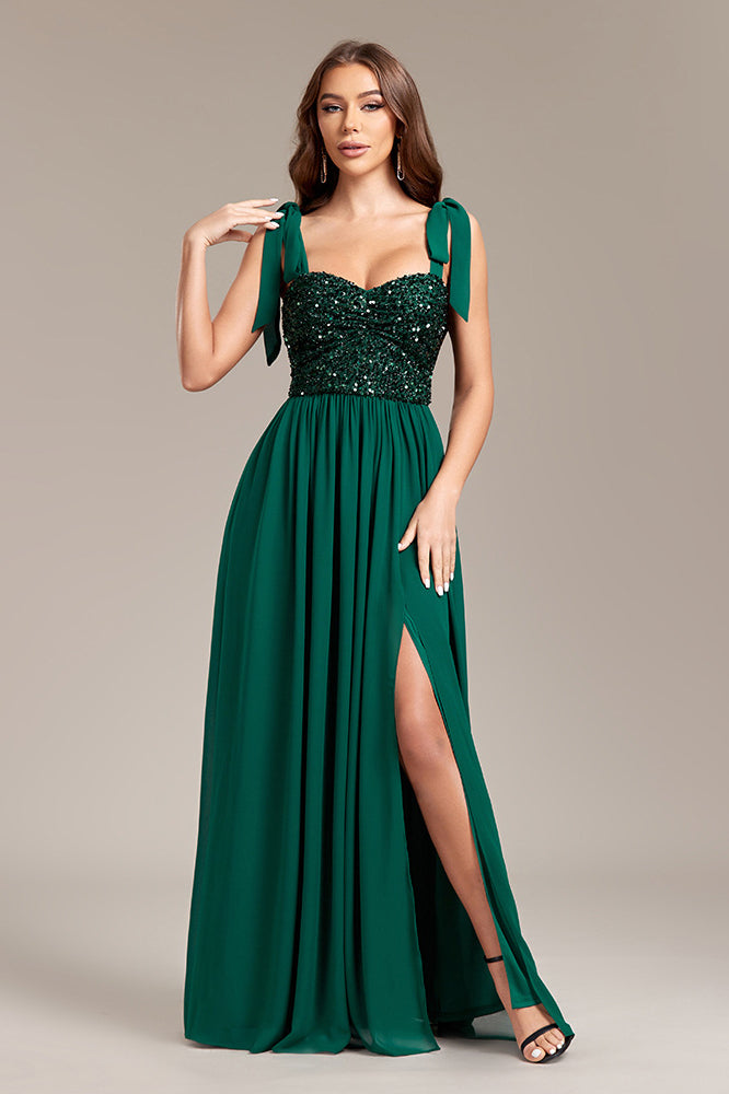 High slit strapless backless evening dress