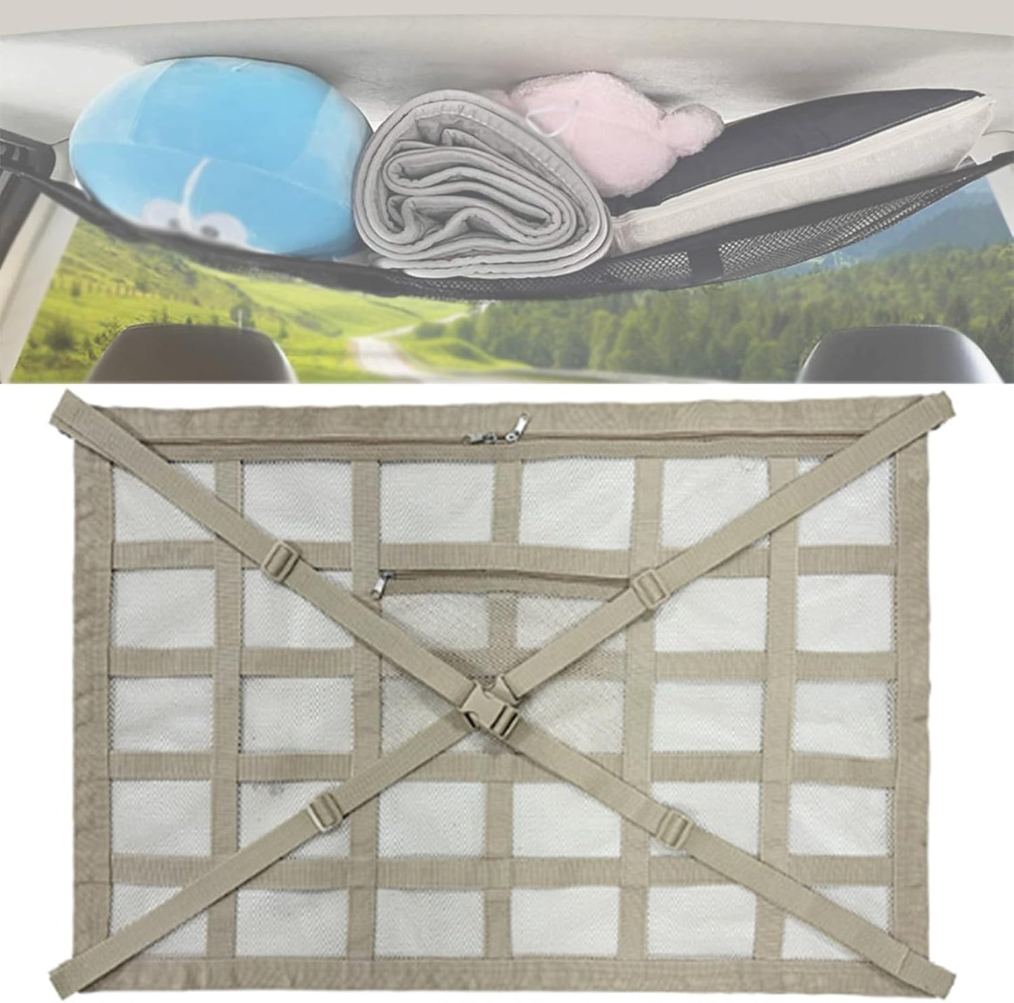 🔥✨HOT SALE -2025 Upgrade Car Ceiling Cargo Net Pocket