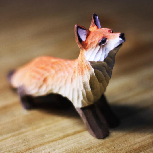 Fox Sculpted Hand-Painted Animal Wood Figure