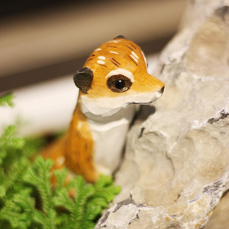 Meerkat Sculpted Hand-Painted Animal Wood Figure