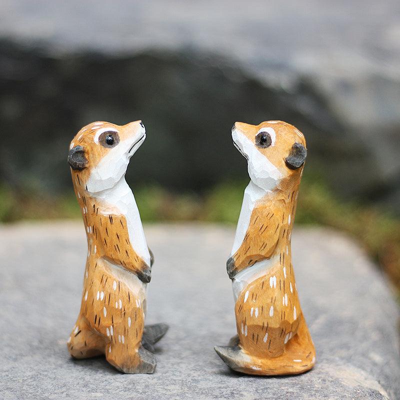 Meerkat Sculpted Hand-Painted Animal Wood Figure