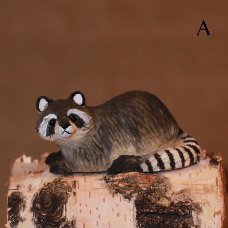 Raccoon Sculpted Hand-Painted Animal Wood Figure