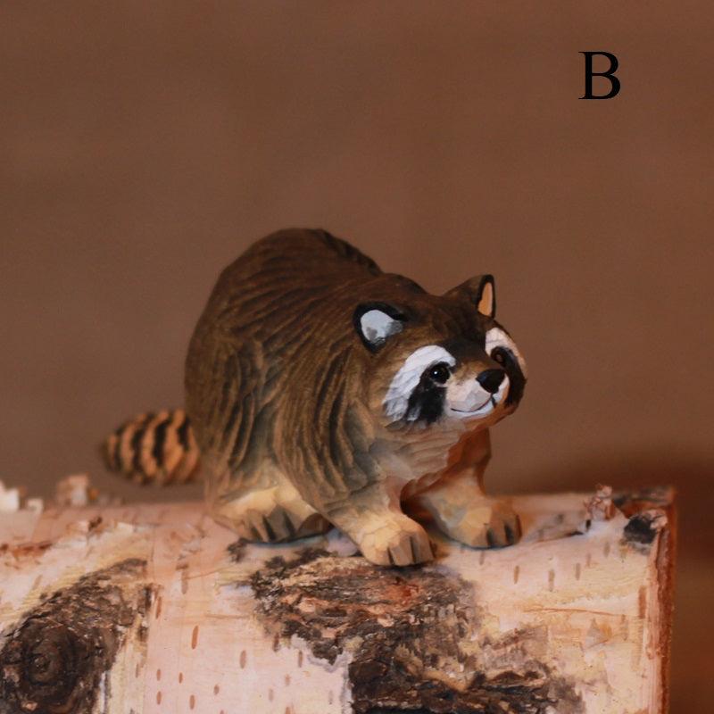 Raccoon Sculpted Hand-Painted Animal Wood Figure