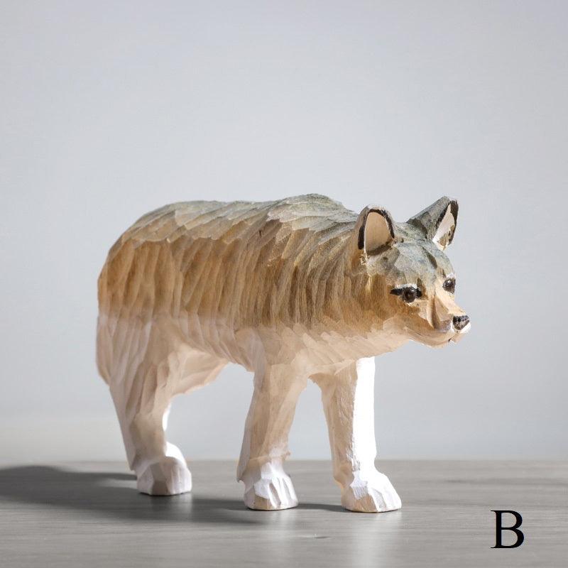 Wolf Sculpted Hand-Painted Animal Wood Figure