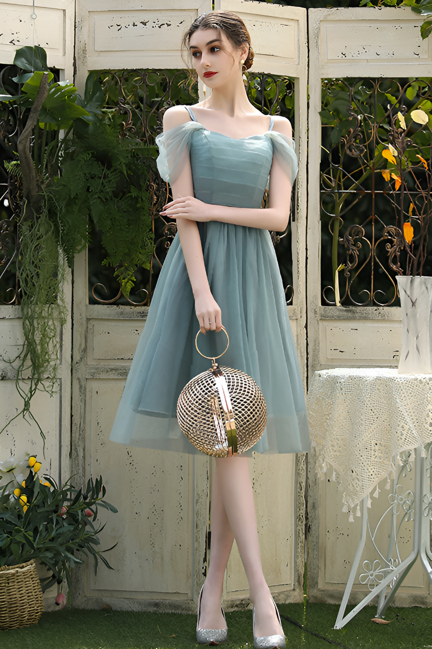 Elegant Mesh Bridesmaid Dress