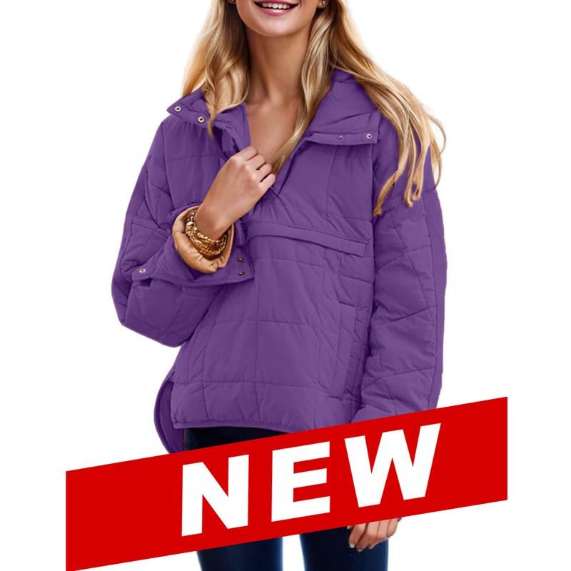 🔥Women's Oversized Hooded Puffer Jacket Quilted Lightweight Winter Warm Pullover Padded Hoodies Coat