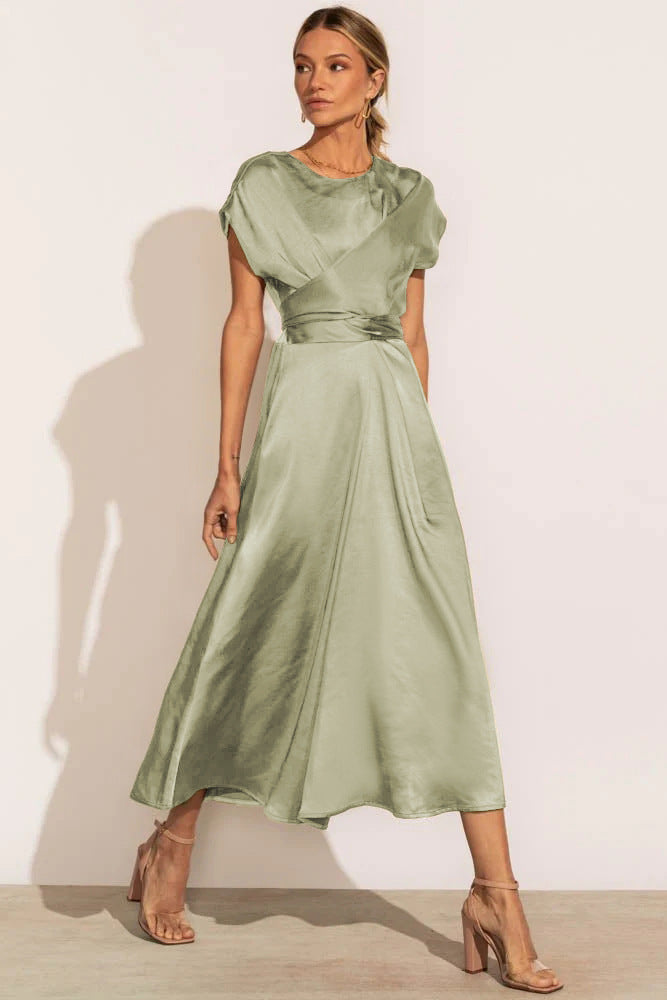 Sisakphoto™-lace-up satin sleeveless dress