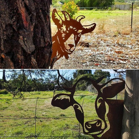 Outdoor Garden Farm Peeping Goat Metal Artwork Indoor Decoration