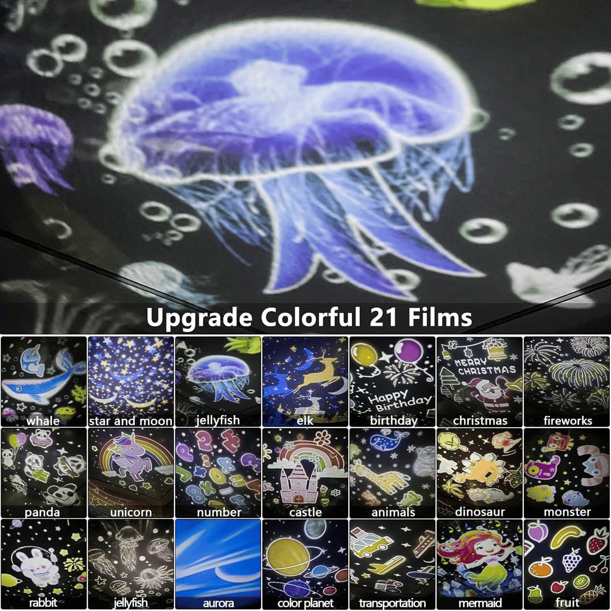 ⭐Projector Night Light for Kids 15 Sets of Films🌙Type-C Charging🔋
