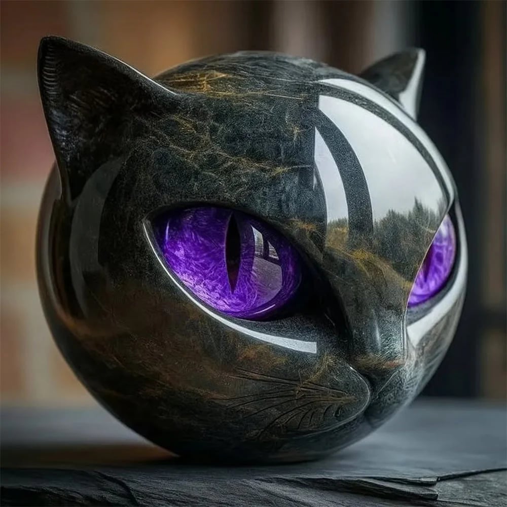 🐈⬛Luxury Black Cat Stone Sculpture – Elegant Home Decoration & Gift-Ready Art Piece