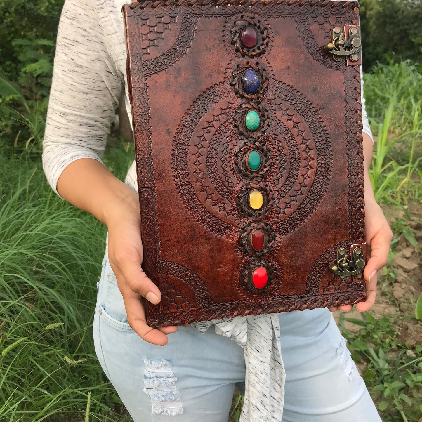 Magic notebook with 7 chakra gems