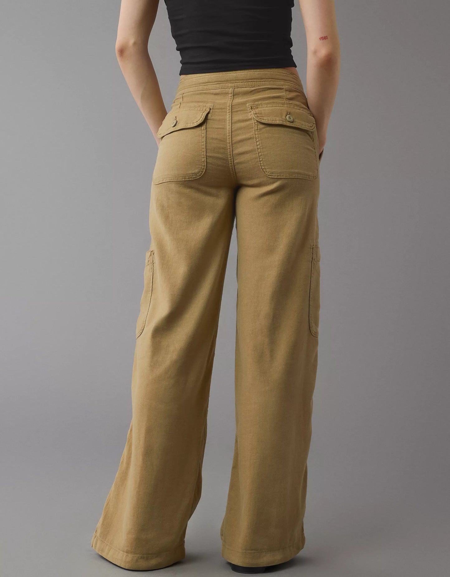 Linen-Blend Wide-Leg Cargo Pant