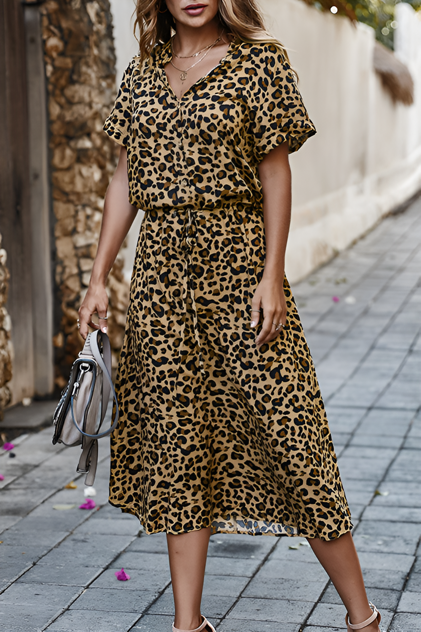 Sisakphoto™-Polka-dot print short-sleeved midi dress