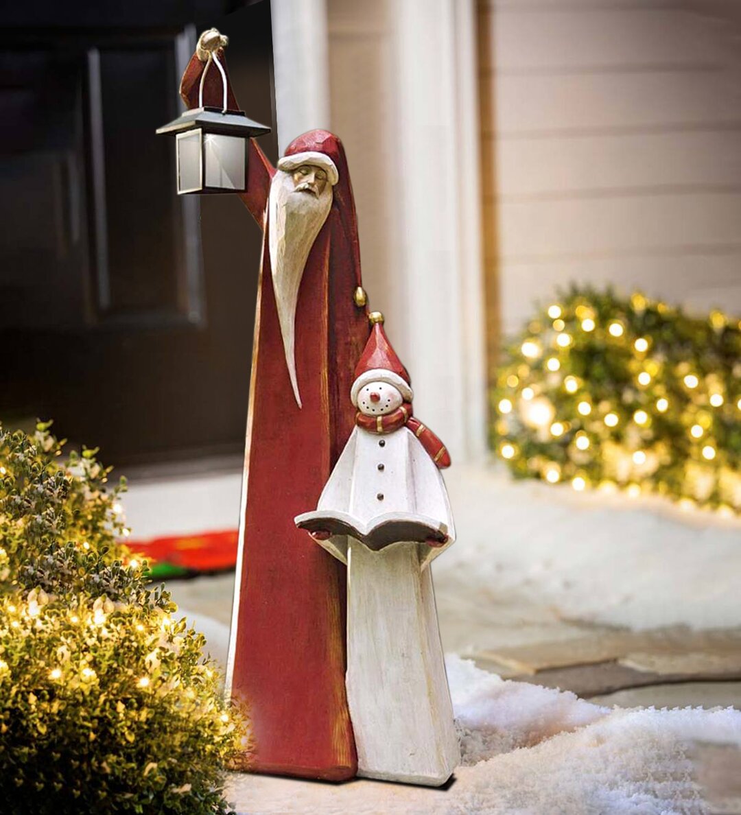 Santa And Snowman Sculpture