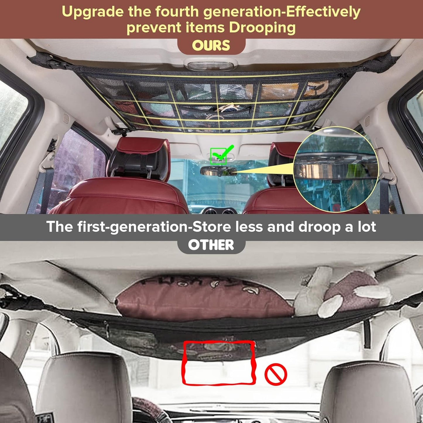 🔥✨HOT SALE -2025 Upgrade Car Ceiling Cargo Net Pocket
