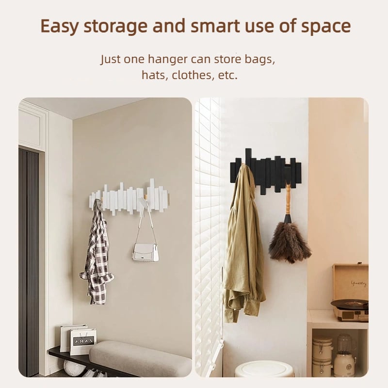 Wall-mounted wooden coat rack Piano key style design
