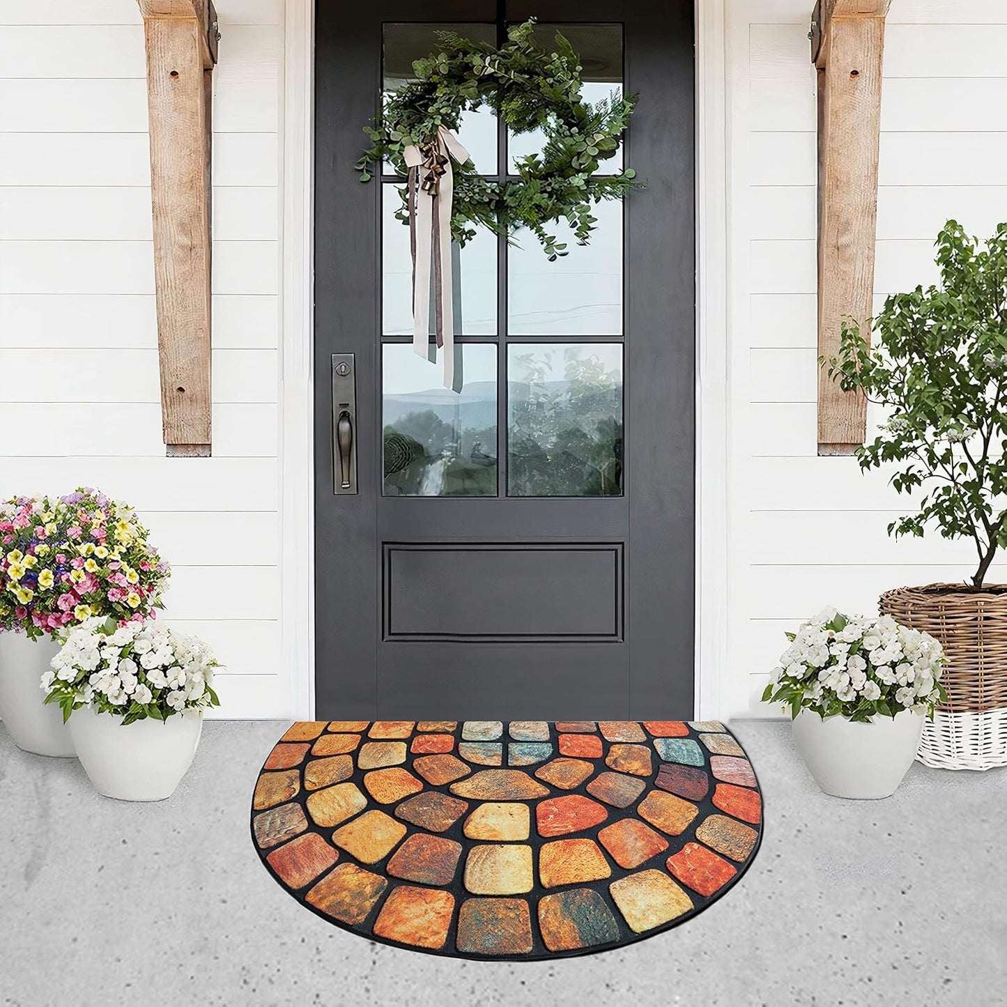 💖Boho Style Semicircular Door Mat - Non Slip Soft Floor Carpet