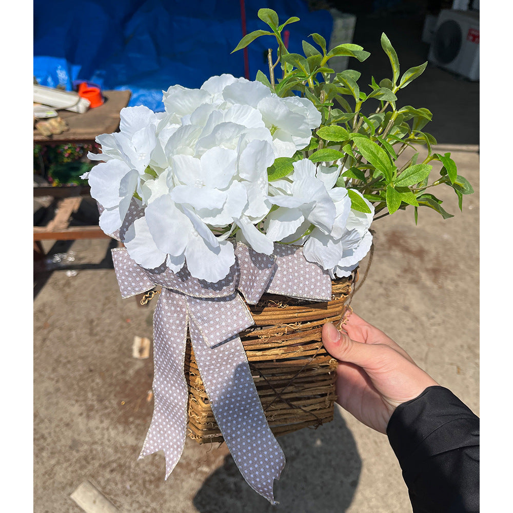 Cream Hydrangea Door Hanger Basket Wreath