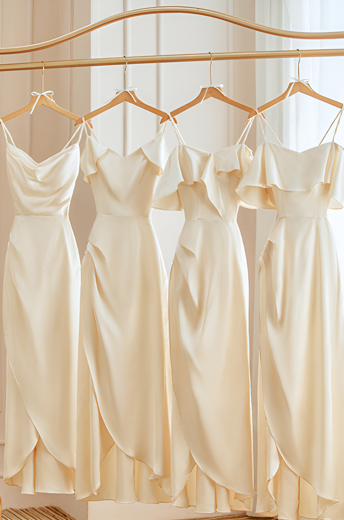 Sisakphoto™-Champagne satin bridesmaid dress new high-end dress