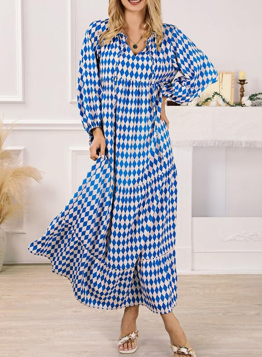 Special sale - Women's Puff Sleeve Floral Boho Maxi Dress
