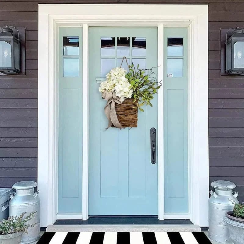 Cream Hydrangea Door Hanger Basket Wreath