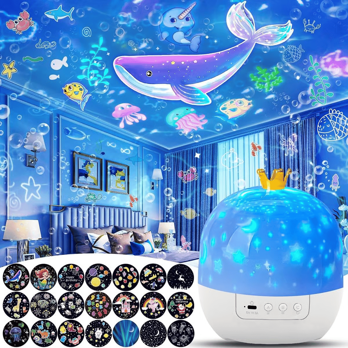⭐Projector Night Light for Kids 15 Sets of Films🌙Type-C Charging🔋