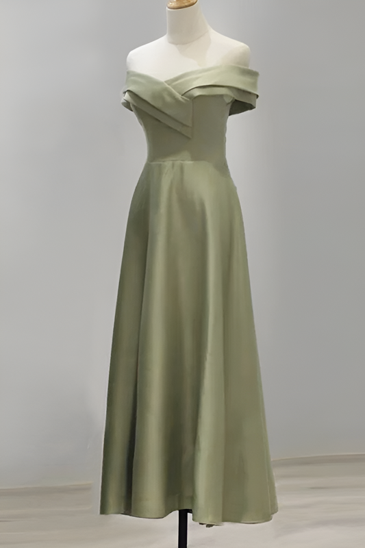 Satin bridesmaid dress new green dress