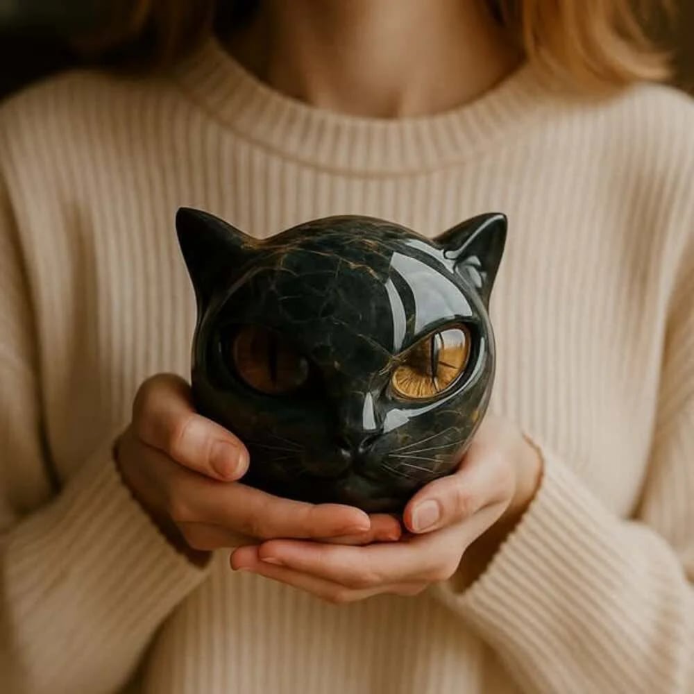 🐈⬛Luxury Black Cat Stone Sculpture – Elegant Home Decoration & Gift-Ready Art Piece
