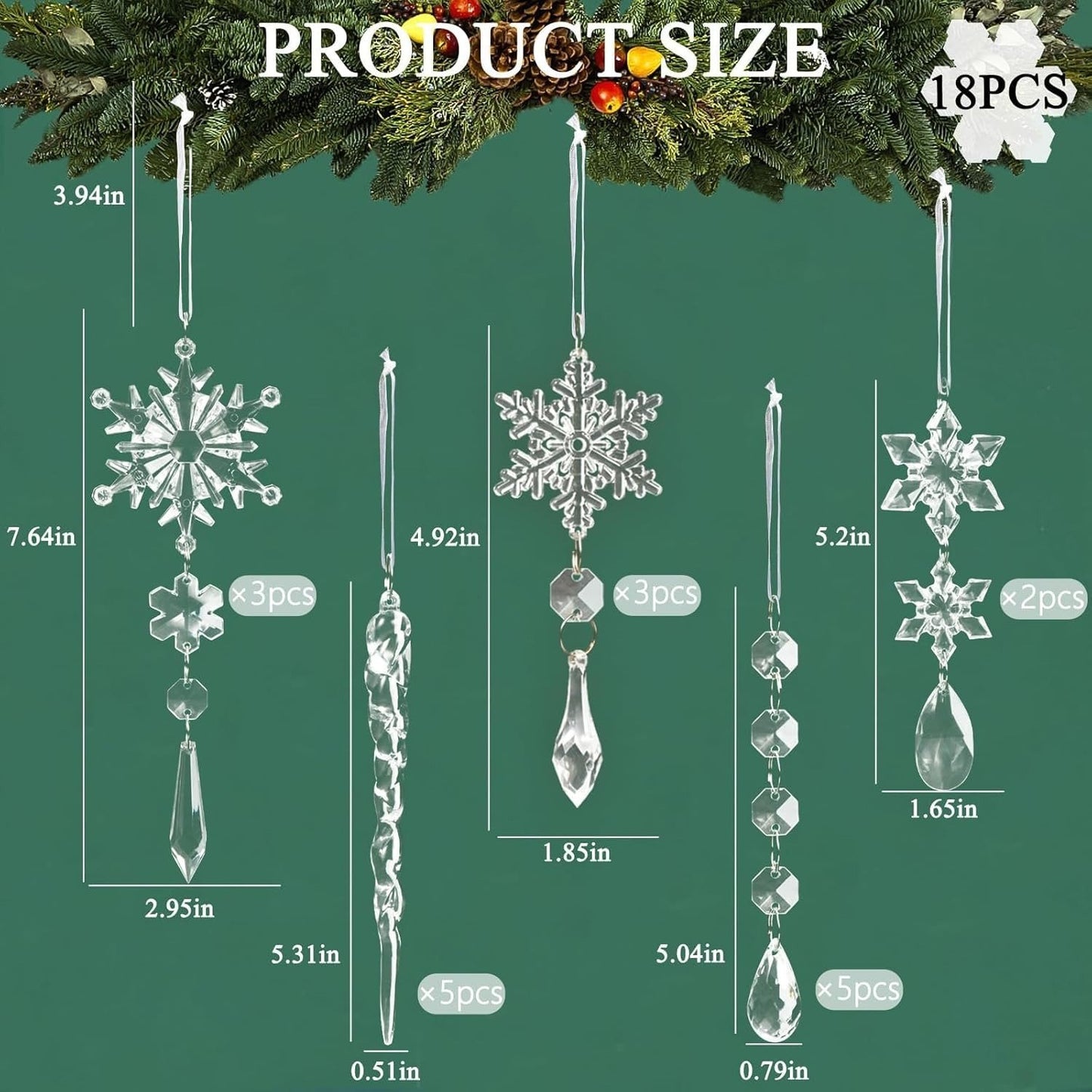 🎅🎄Winter New Year Party Supplies Set - Crystal Snowflake Ornaments For Christmas Tree