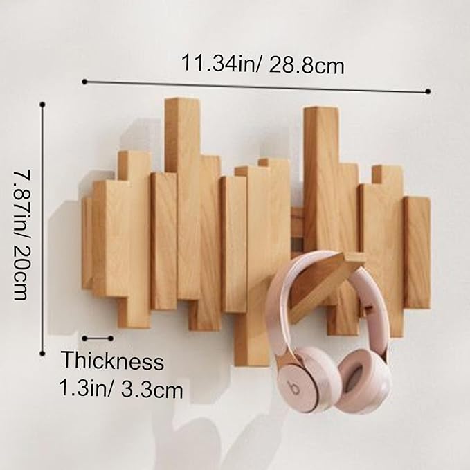 Wall-mounted wooden coat rack Piano key style design