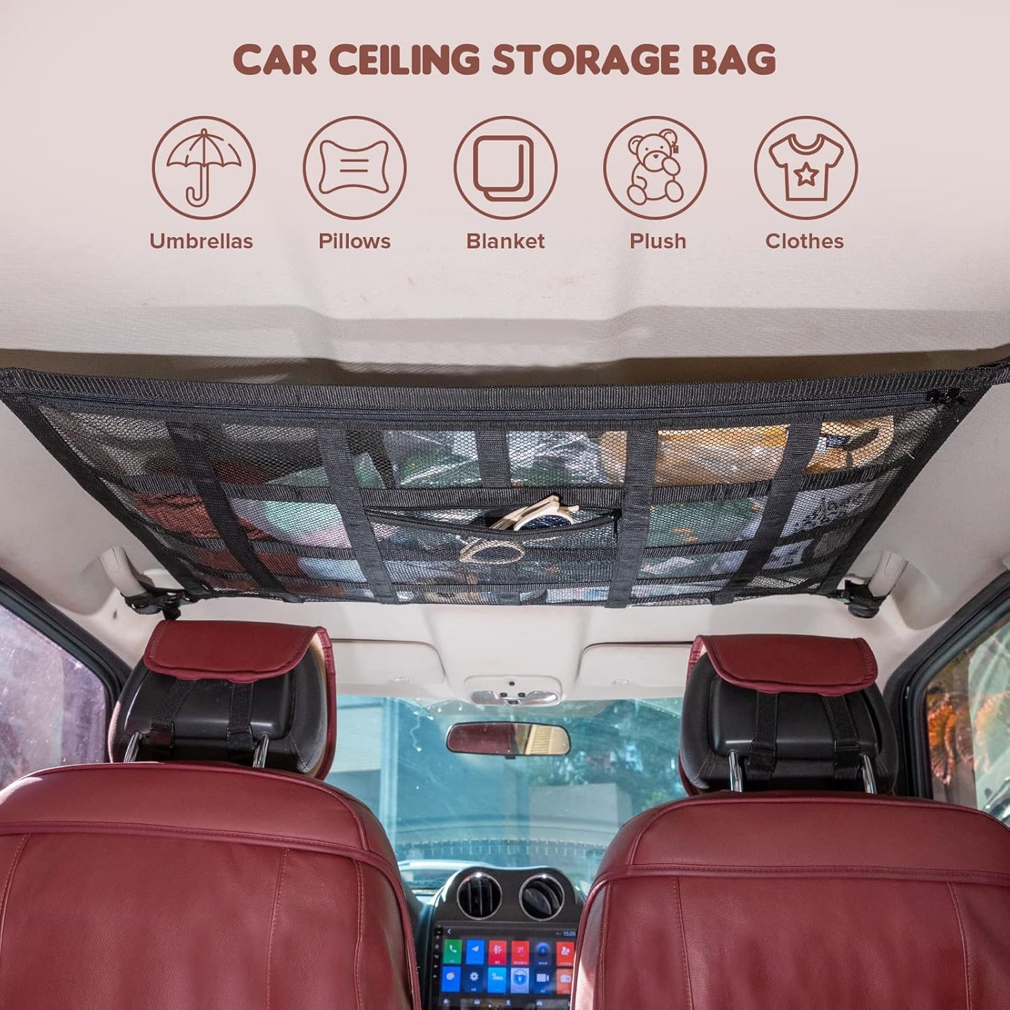 🔥✨HOT SALE -2025 Upgrade Car Ceiling Cargo Net Pocket