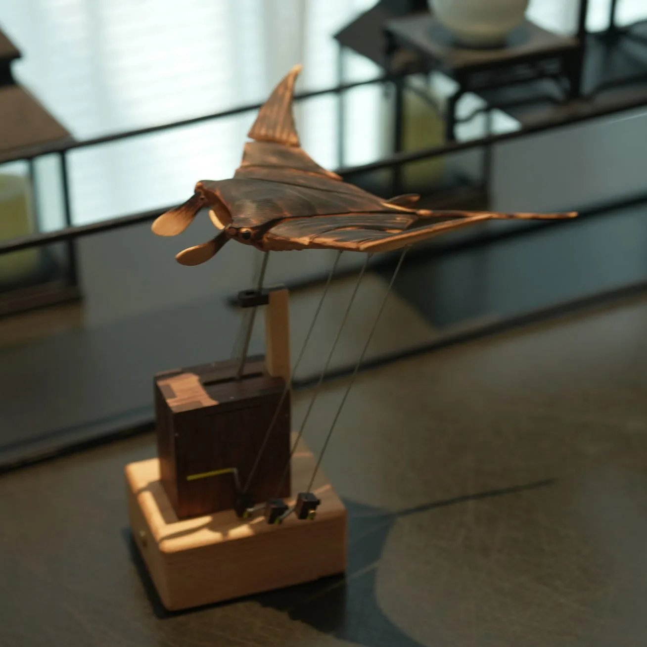 Upgraded Version Handmade Wooden Electric Bionic Manta Ray Ornament