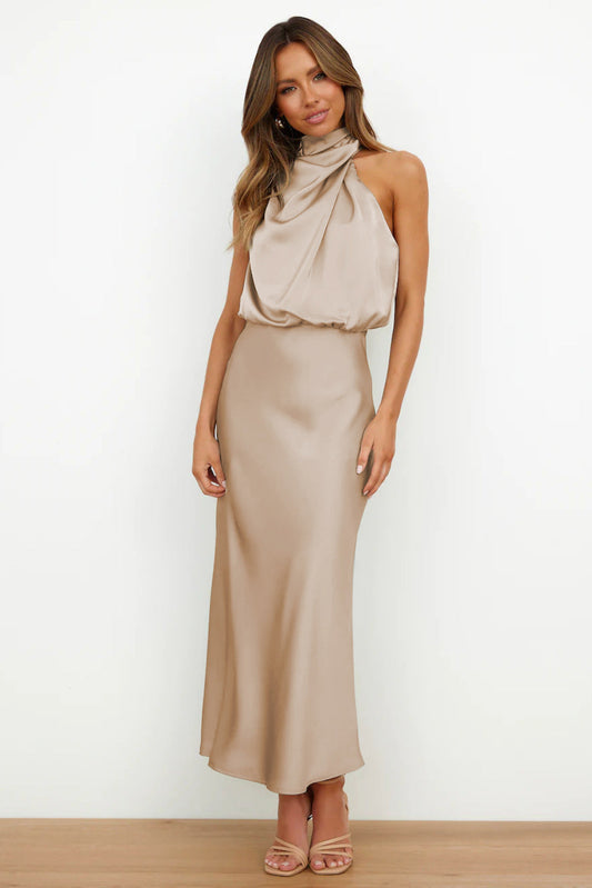 Stylish and elegant satin sleeveless dress