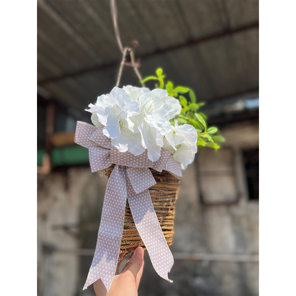 Cream Hydrangea Door Hanger Basket Wreath