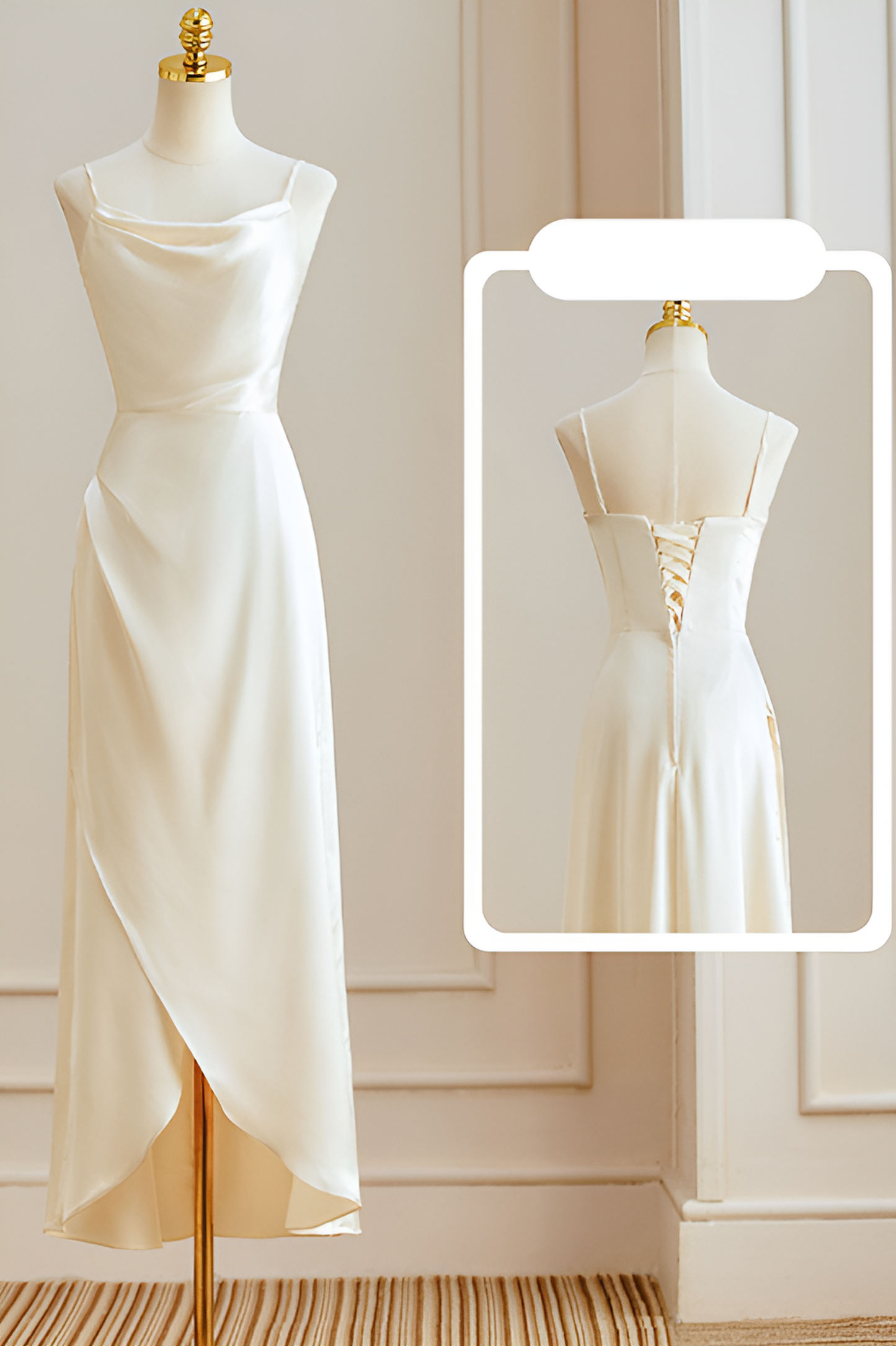 Sisakphoto™-Champagne satin bridesmaid dress new high-end dress