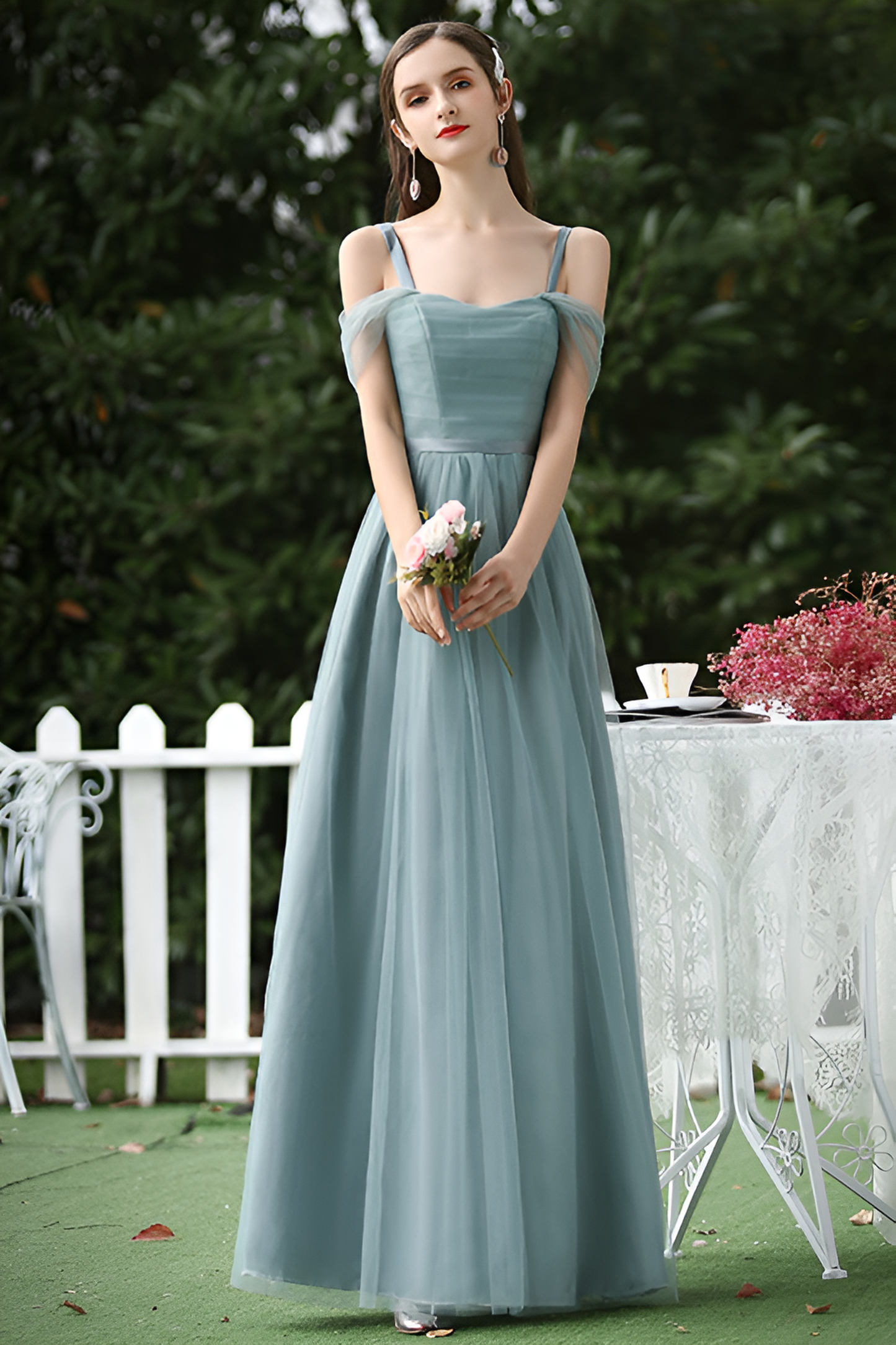 Flattering Mesh Bridesmaid Dress