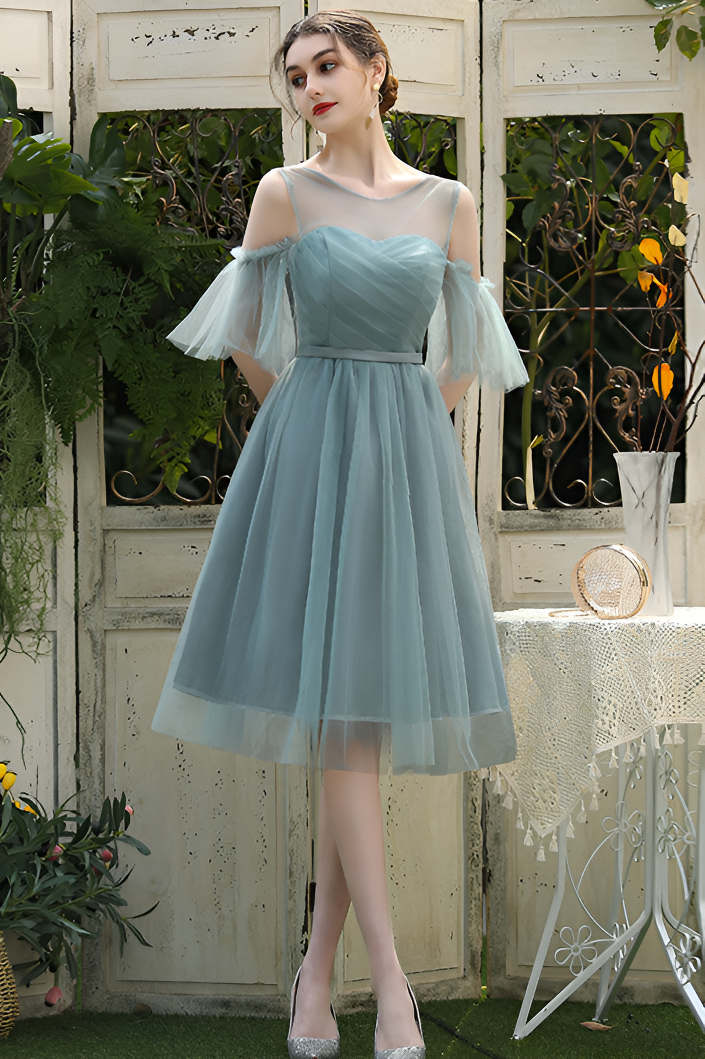 Elegant Mesh Bridesmaid Dress