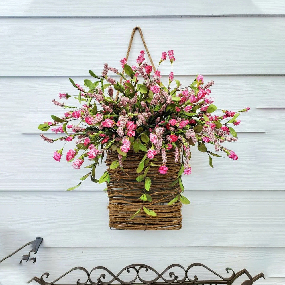 Cream Hydrangea Door Hanger Basket Wreath