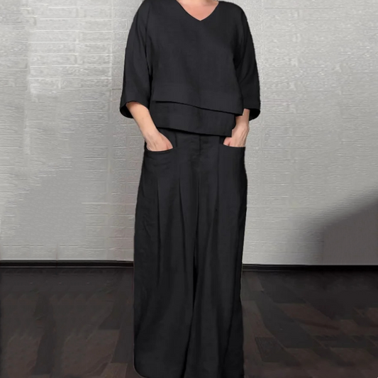 🌺Irregular Hem Cotton Linen Short Sleeve Casual 2-Piece Set