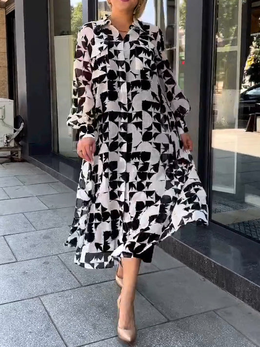 Classic Black White Shirt Dress