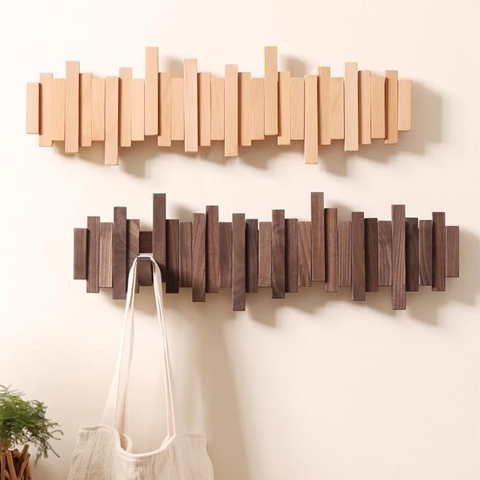 Wall-mounted wooden coat rack Piano key style design