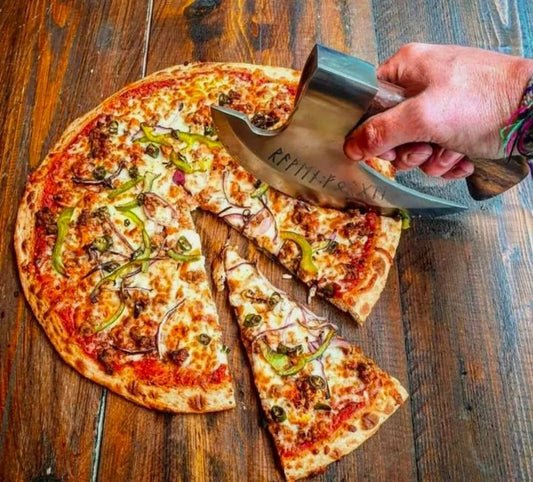 🎁🪓Gift to Him - Handmade Pizza Cutting Axe-Free leather case