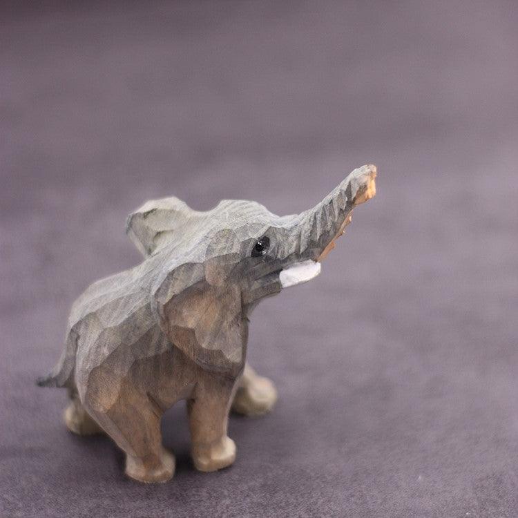 Elephant Sculpted Hand-Painted Animal Wood Figure