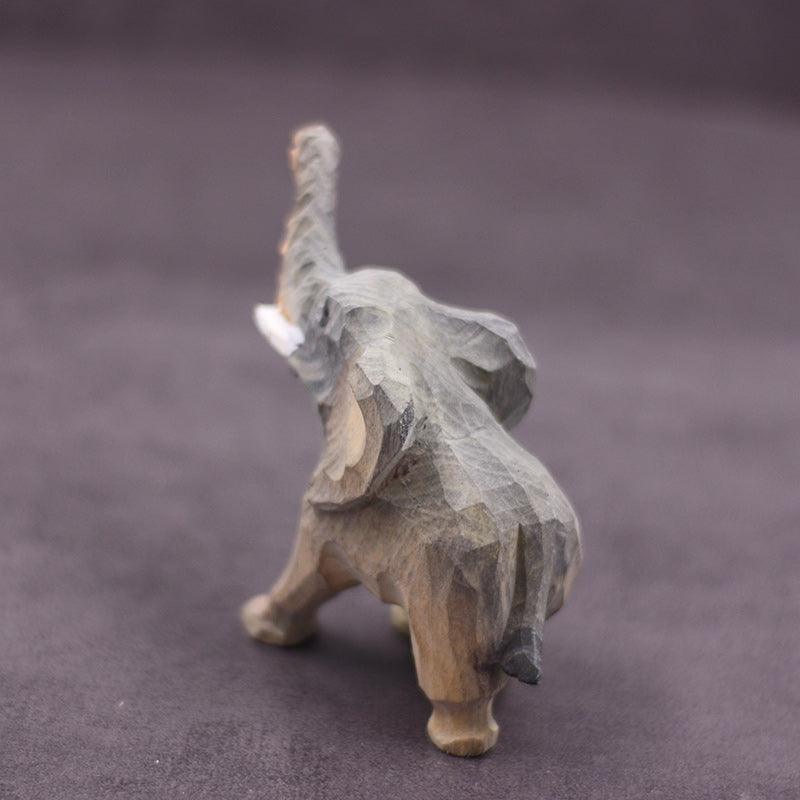 Elephant Sculpted Hand-Painted Animal Wood Figure